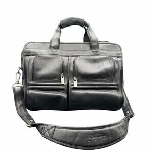 Wilsons Leather Pelle Studio Black Laptop Briefcase Bag
